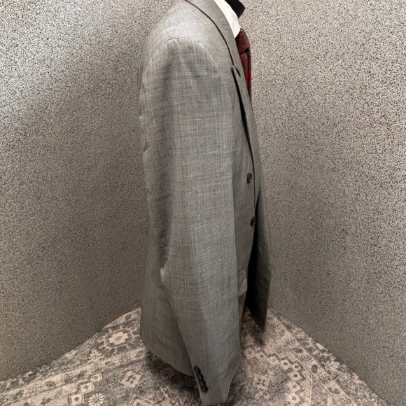 Harry Rosen Tilford Samuelsohn 42L Double Breasted Blazer Wool Jacket Gray Micro - Picture 5 of 15